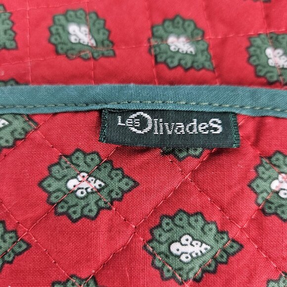Les Olivades Quilted Placemats Set 2 with 4 Napkins Red Green Provencal France - Picture 8 of 10